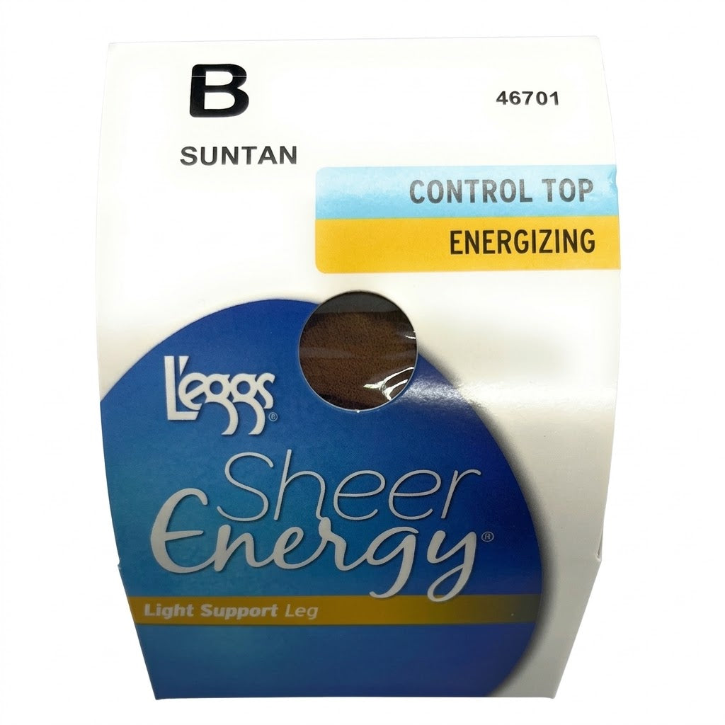 L'eggs Sheer Energy Control Top sheer toe Energizing Pantyhose(Suntan,Nude,Jet Black)